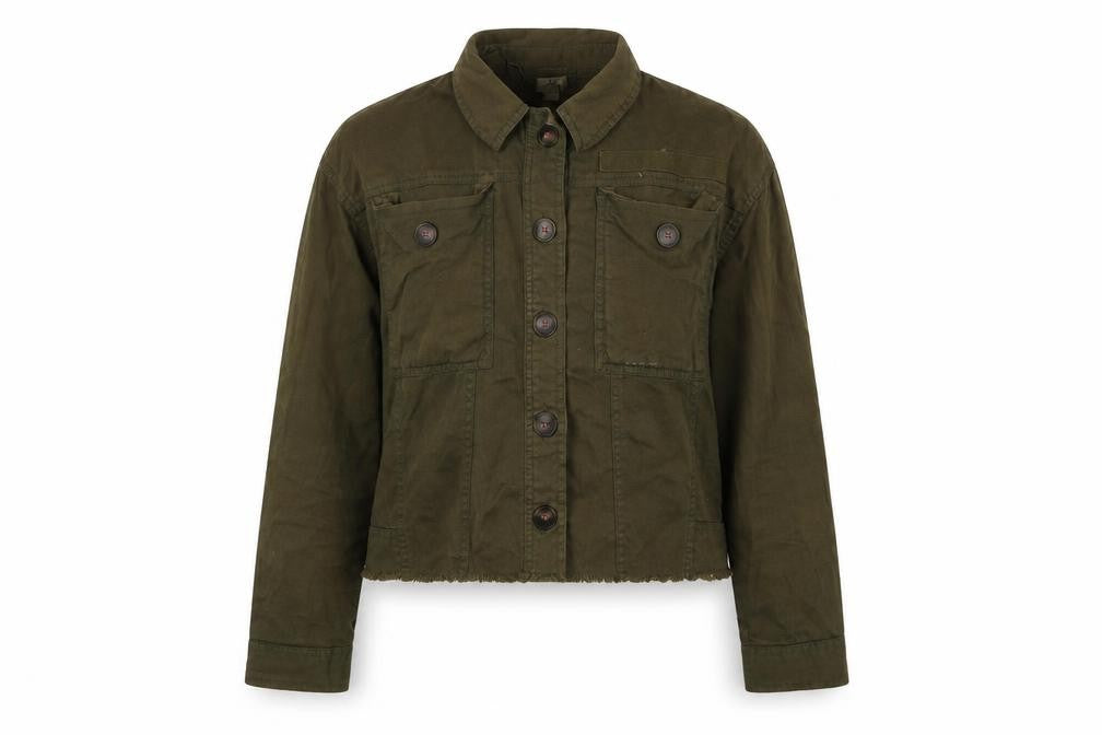 Front view of River Island women’s green jacket, size S