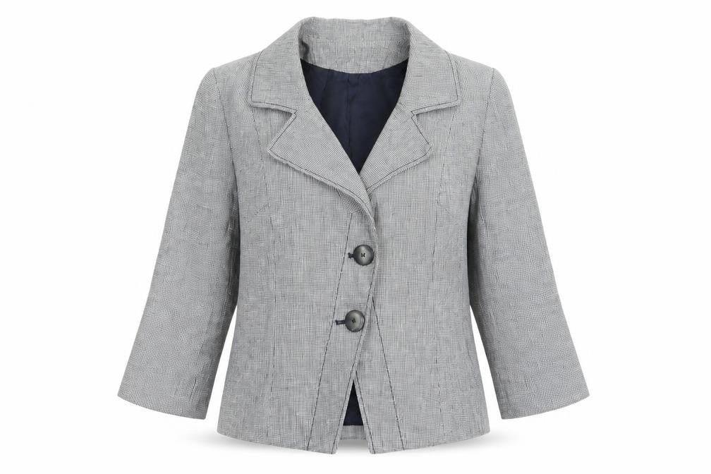 Front view of alex & co women’s grey check jacket blazer, size UK 12