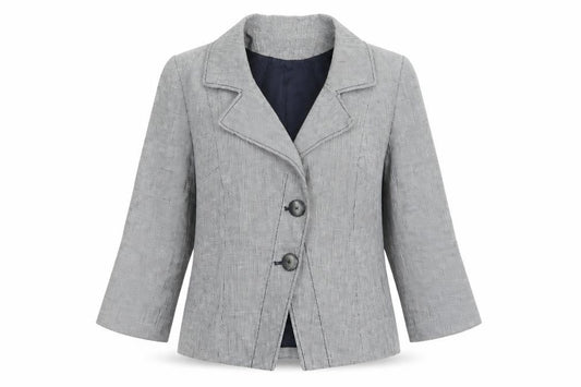 Front view of alex & co women’s grey check jacket blazer, size UK 12