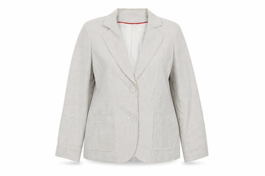 Front view of Bonmarché women’s grey jacket blazer, size UK 18