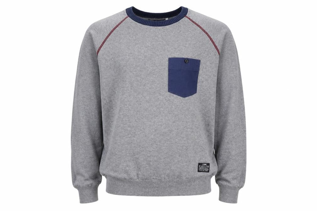 Front view of CORE men’s grey pullover sweatshirt, size L