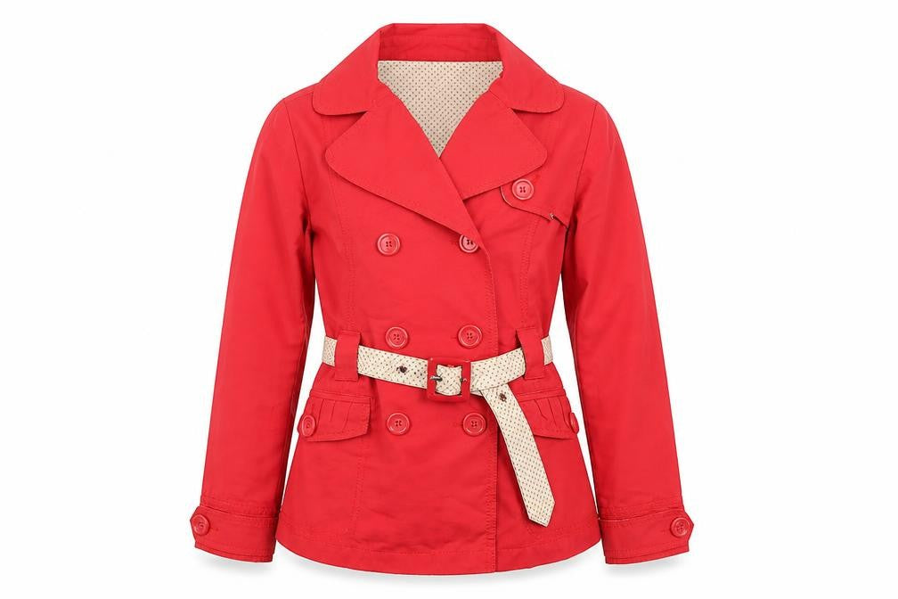Front view of BE BEAU women’s red jacket coat, size UK 8