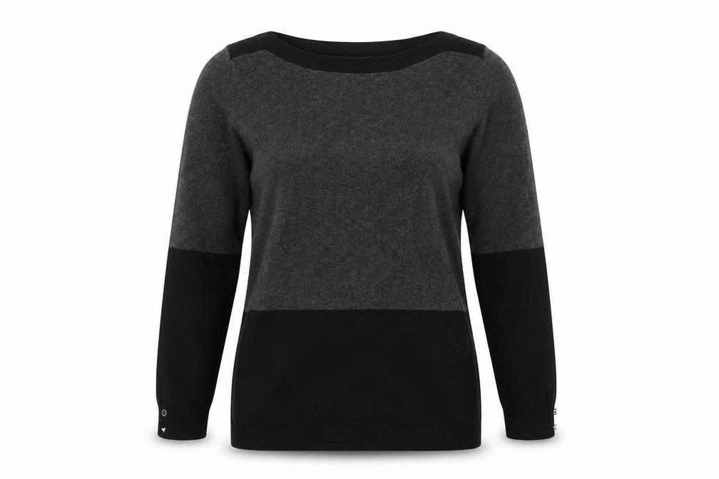 Front view of Papaya women’s black jumper, size UK 10