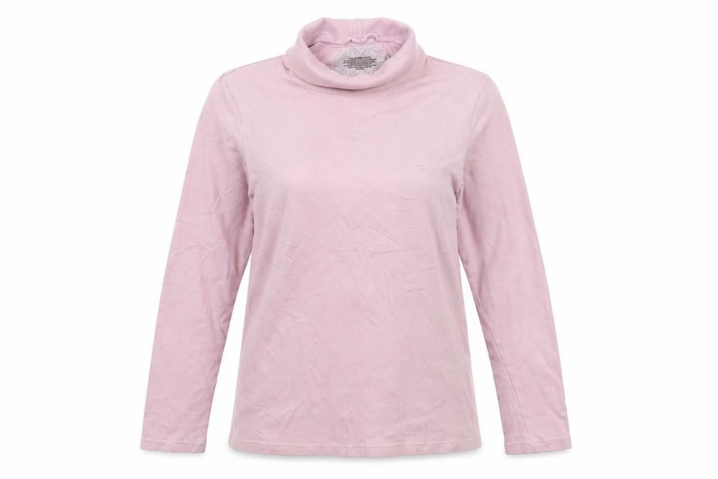 Front view of Lana women’s pink pullover sweatshirt, size M