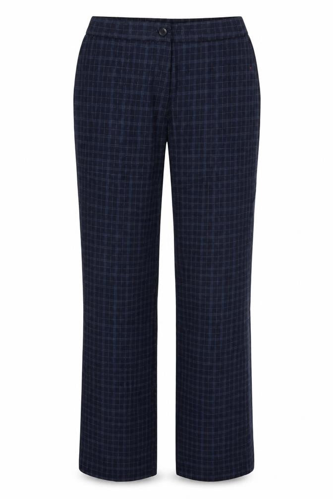Marks and Spencer Womens Blue Check  Trousers  Size 14 L28 in