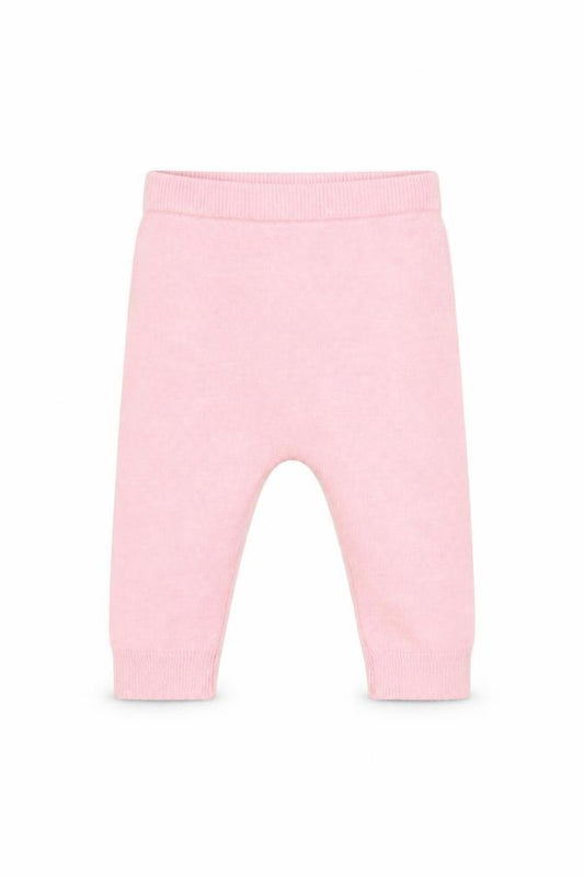 Front view of Little Nutmeg girls’ pink jogger trousers, size 3-6, months - rabbit