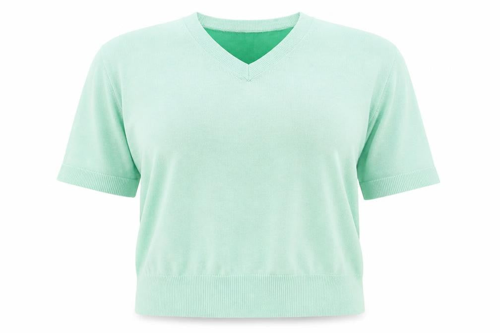 Front view of Marks & Spencer women’s green jumper, size UK 12