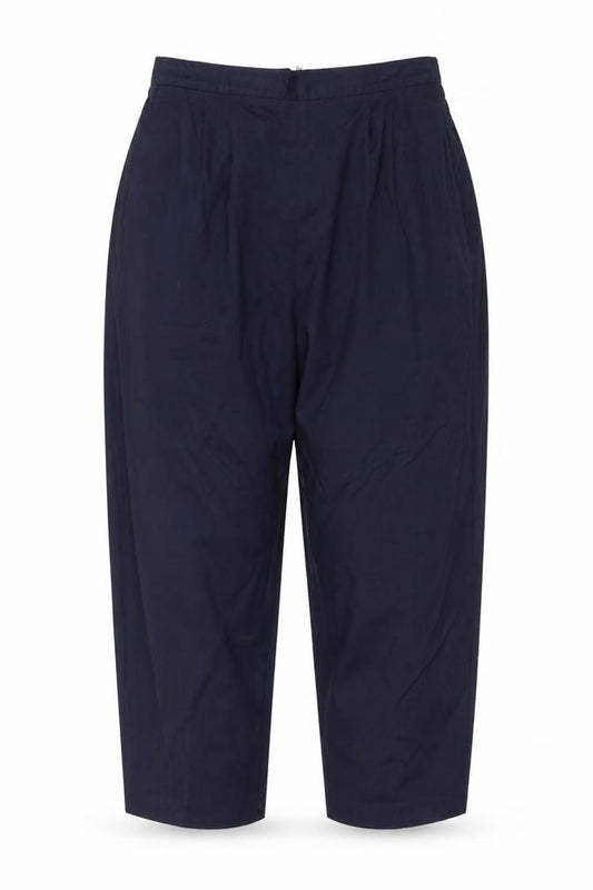 Front view of Essence women’s blue trousers, size UK 24, 29-inch leg