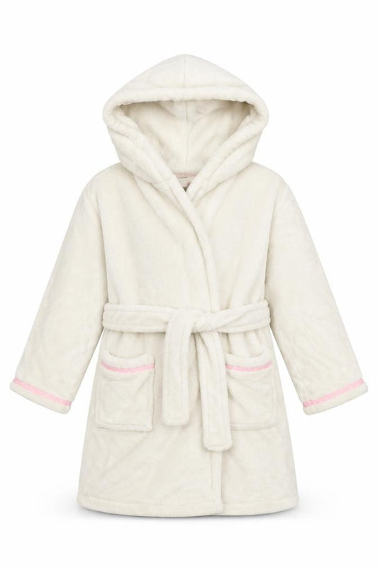 Front view of Debenhams girls’ white solid capri robe, size 5, years
