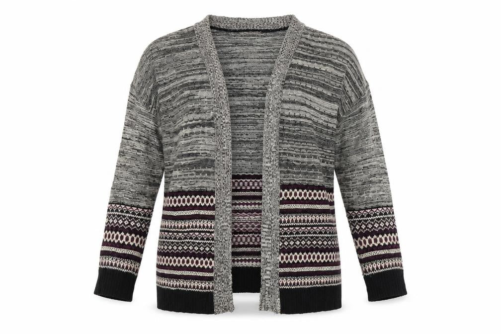 Miss Selfridge Womens Grey Geometric  Cardigan Jumper Size 10