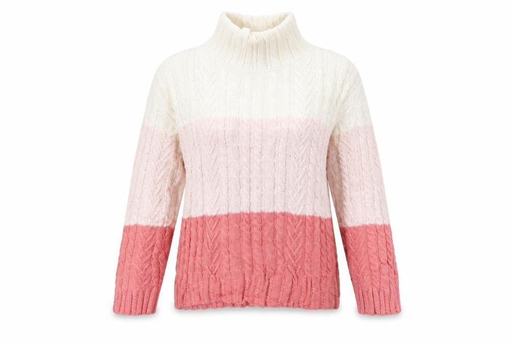 Front view of Marks & Spencer women’s beige striped jumper, size XS