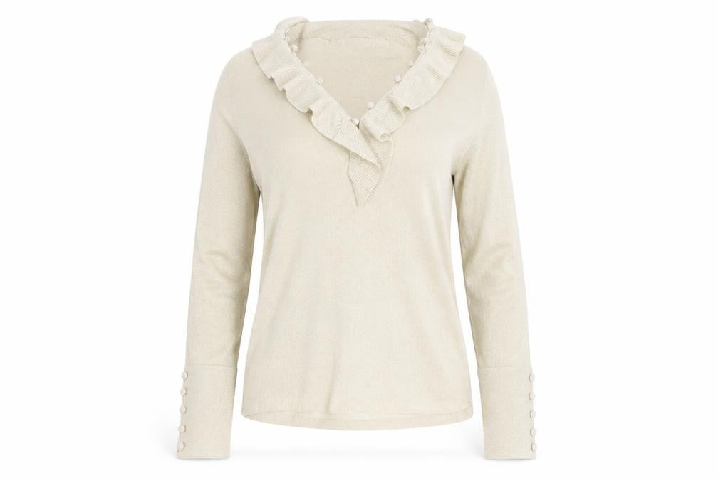 Front view of kalico women’s beige jumper, size UK 10