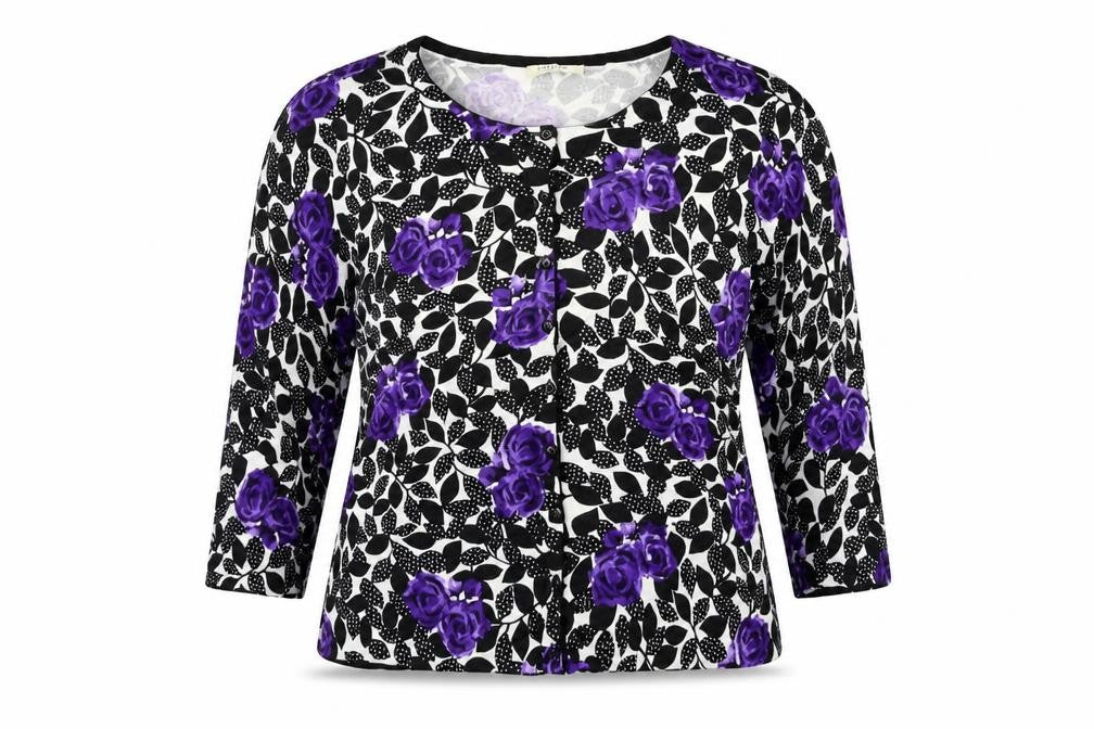 Front view of Precis women’s blue cardigan jumper, size L