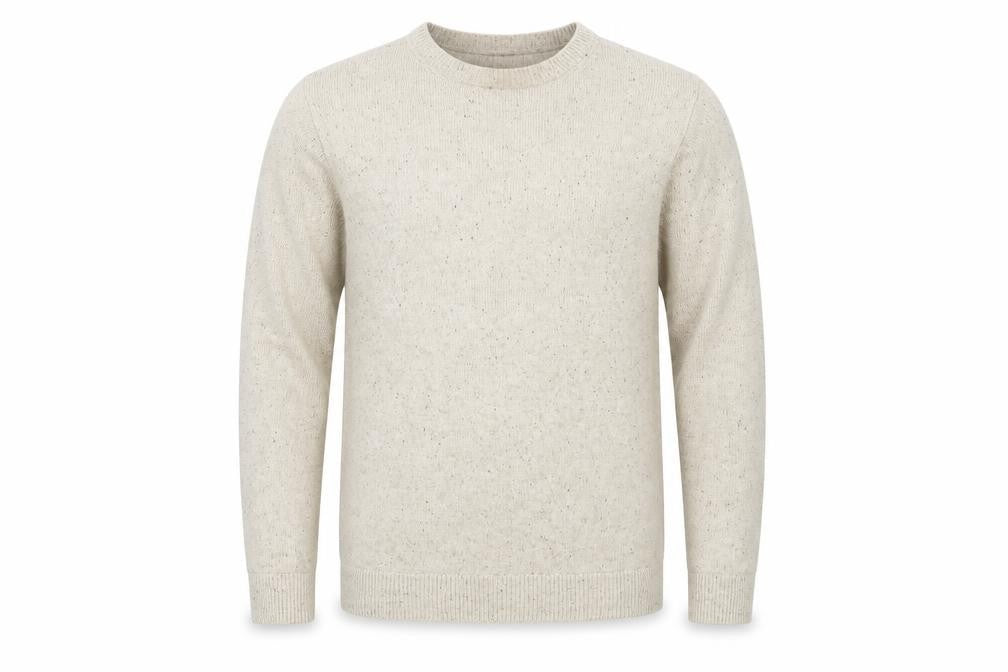 Front view of Marks & Spencer men’s beige jumper, size M