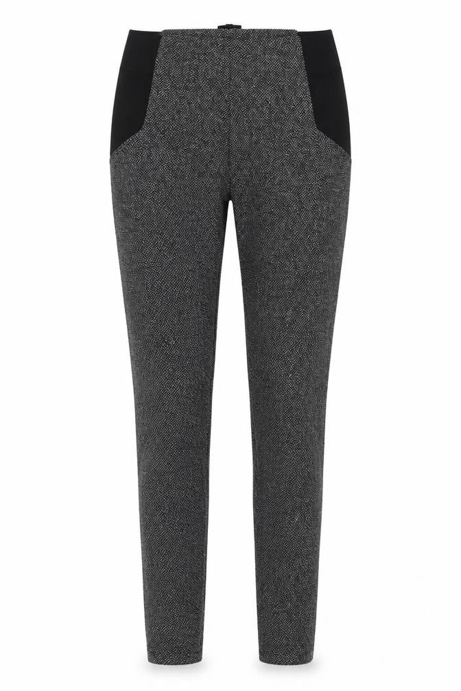 Front view of River Island women’s grey trousers, size UK 8, 25-inch leg