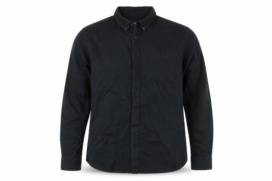 Front view of Burton men’s blue button-up, size L