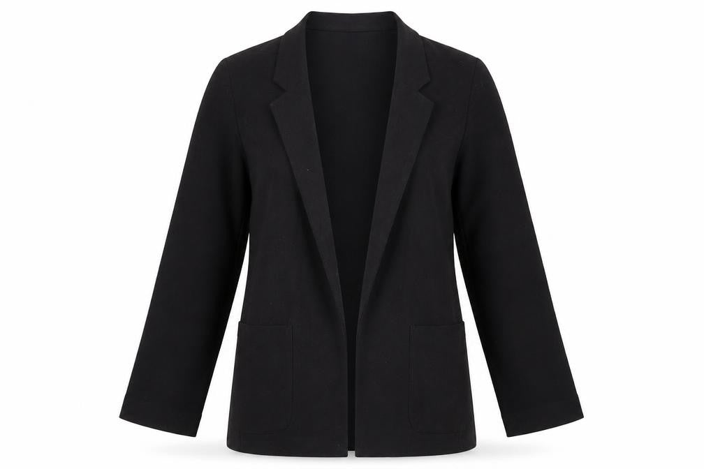 Front view of H&M women’s black jacket, size UK 6