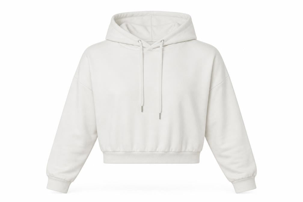 Front view of Pep&Co women’s ivory pullover hoodie, size M