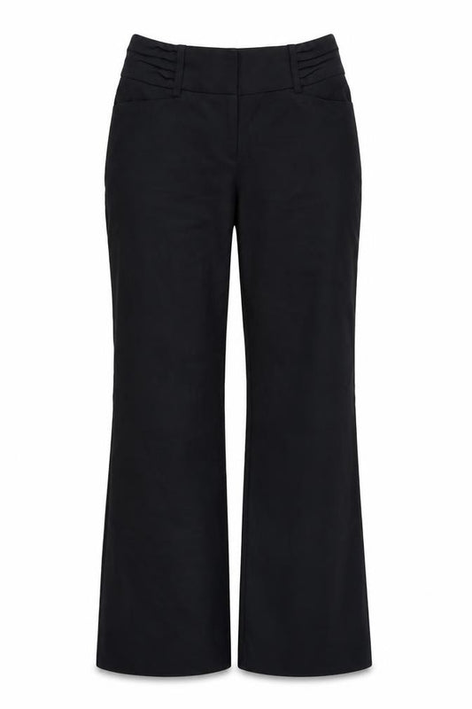 Front view of Next women’s black trousers, size UK 10, 30-inch leg