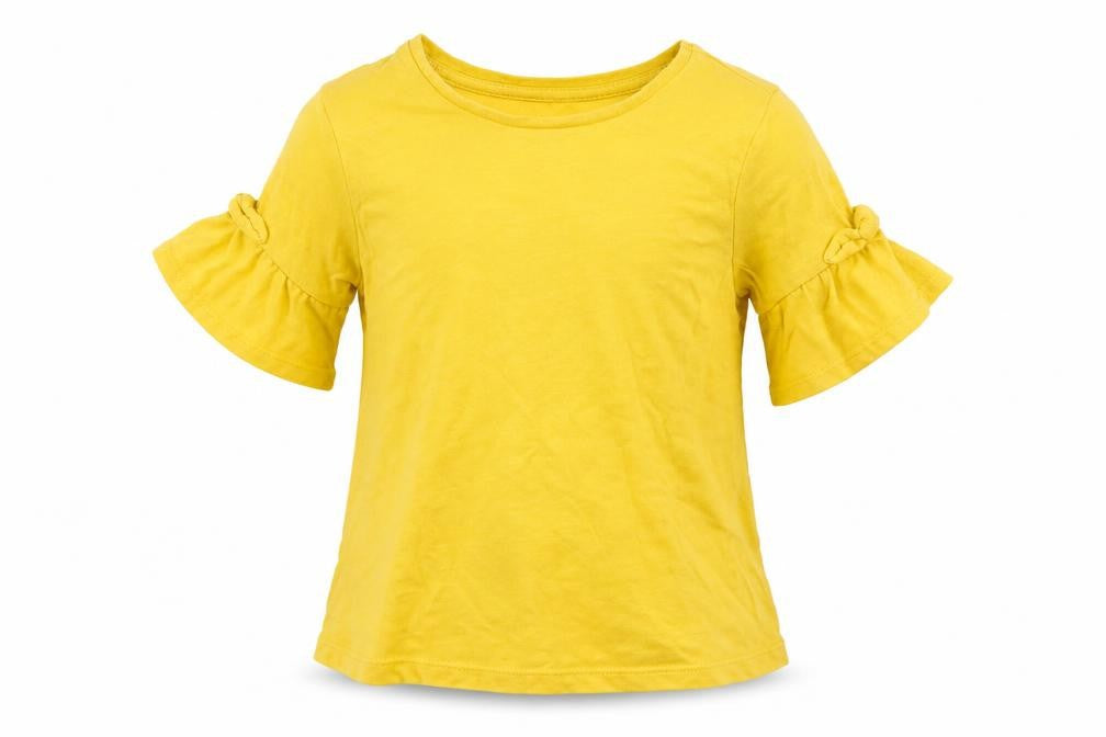 Front view of George girls’ yellow basic t-shirt, size 3-4, years