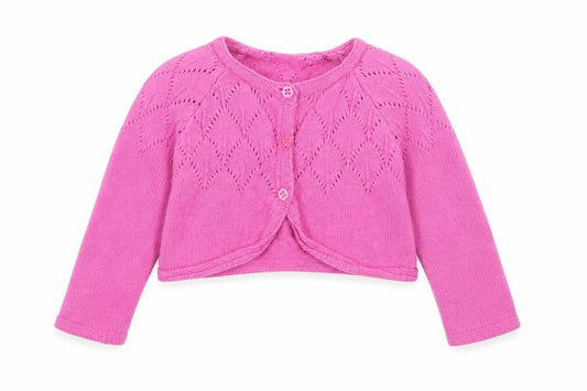 Front view of Tu Baby Pink Cardigan Jumper, size 12-18, Months