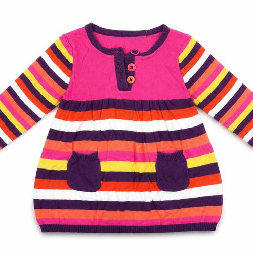 George Girls Multicoloured Striped Knit Fit & Flare  Size 3-6 Months