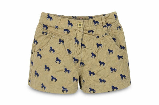 Front view of Tu girls’ brown bermuda shorts, size 9, years - ponies