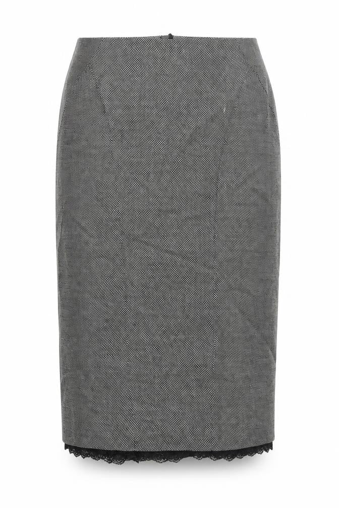Front view of Next women’s black straight & pencil skirt, size UK 12, - lace hem