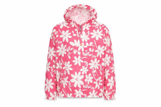 Front view of Gap women’s pink floral rain coat jacket, size XL