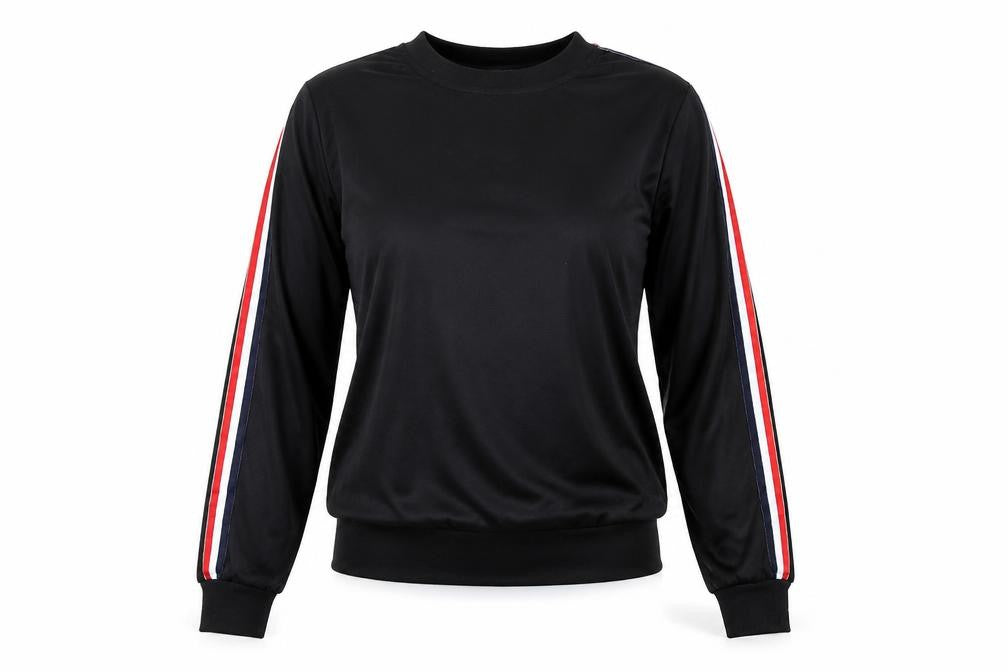 Liranmel Womens Black   Henley Sweatshirt Size S