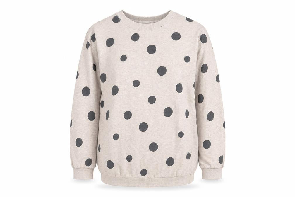Front view of H&M women’s pink polka dot jumper, size S