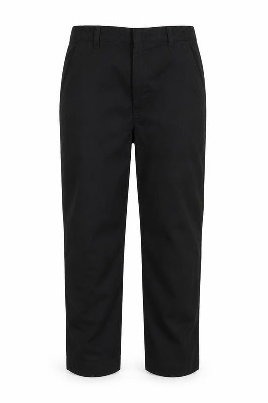 Front view of Preworn girls’ black chino trousers, size 9, years