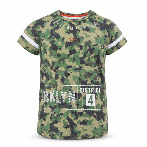 Primark Girls Green Camouflage Rayon Basic T-Shirt Size 12 Years  - brooklyn