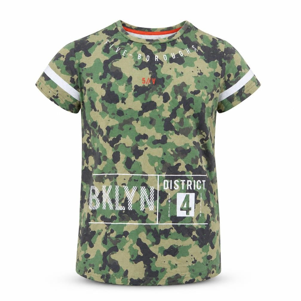Primark Girls Green Camouflage Rayon Basic T-Shirt Size 12 Years  - brooklyn