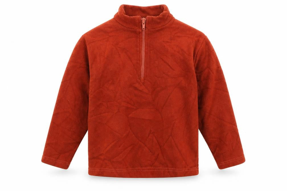 Front view of Maya boys’ orange jumper, size 6, years