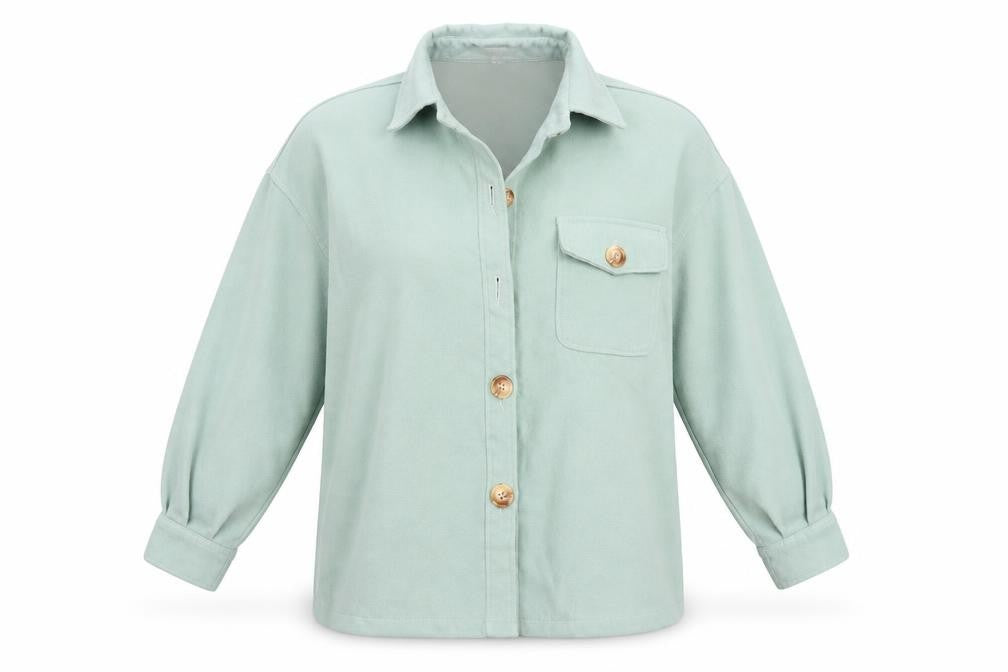Front view of Missguided women’s green jacket coat, size UK 8