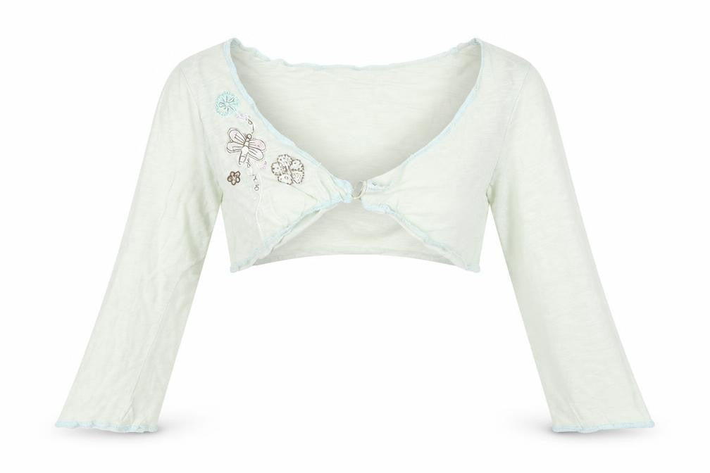 Front view of Next girls’ green shrug jumper, size 2-3, years