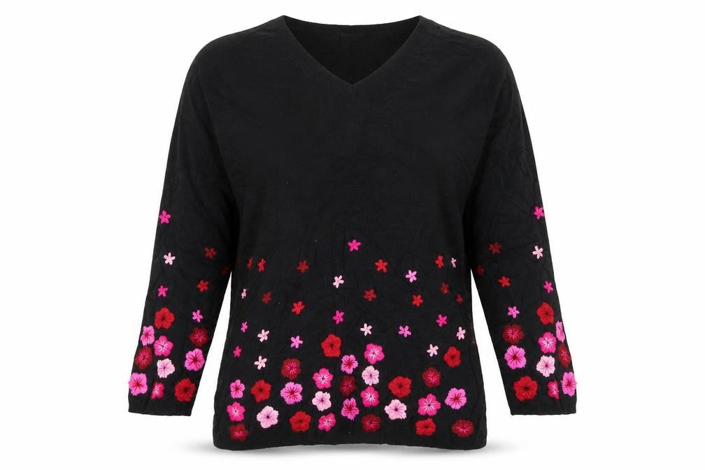 Front view of I.N.C women’s black jumper, size L