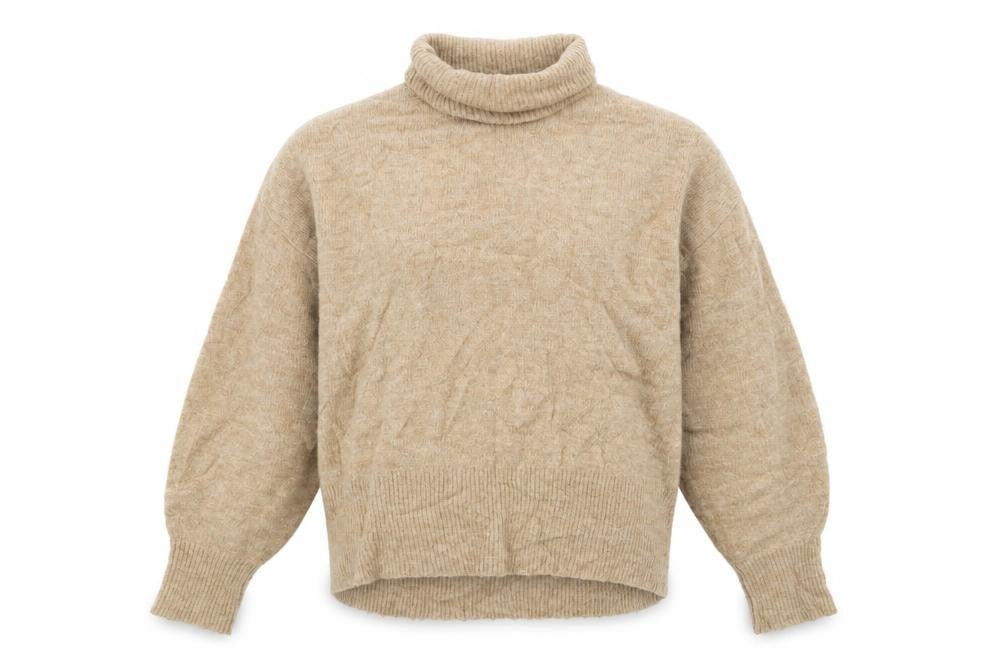 Front view of H&M women’s brown knit jumper, size XS