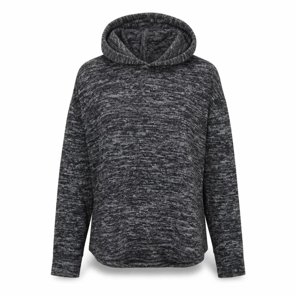Front view of Papaya women’s black pullover hoodie, size M
