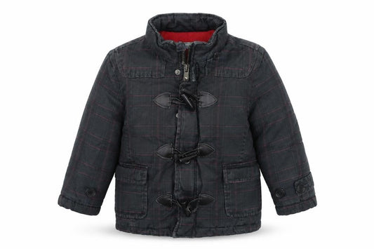 Front view of Pumpkin Patch boys’ grey jacket coat, size 3, years