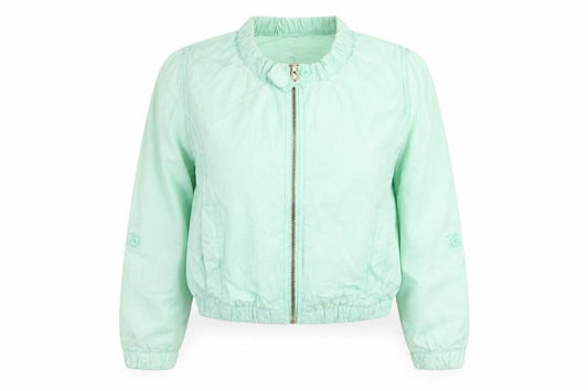 Front view of the true heritage brand women’s green jacket, size UK 12, - crop