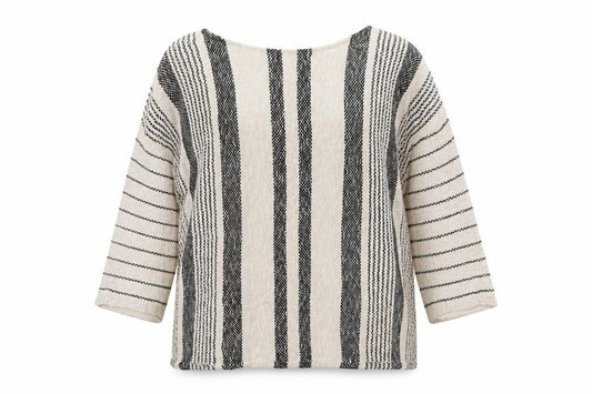 Front view of Papaya women’s beige striped jumper, size L