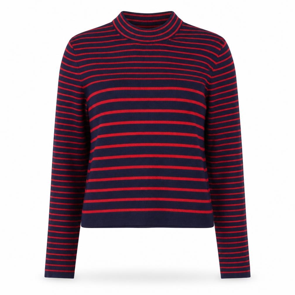 Front view of New Look women’s red striped jumper, size UK 10