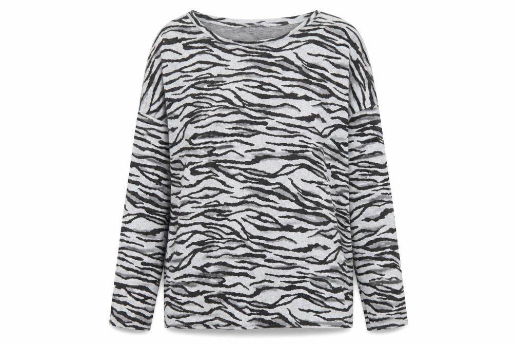 Front view of Next women’s black argyle/diamond pullover sweatshirt, size UK 12