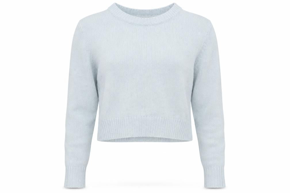 Front view of H&M women’s blue basic t-shirt, size XS