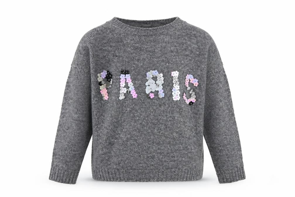 Front view of Primark girls’ grey pullover hoodie, size 8-9, years