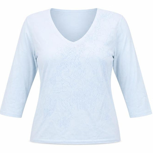ROWLANDS Womens Blue Floral  Pullover Jumper Size L  - Floral embroidery