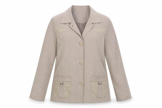 Front view of Finesse women’s grey jacket, size UK 12