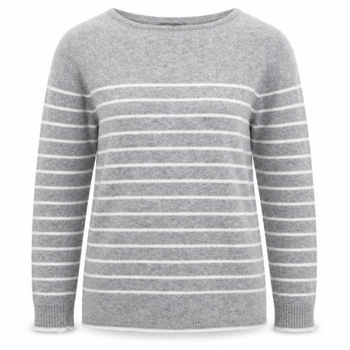 First Avenue Womens Grey Striped Knit Pullover Jumper Size S